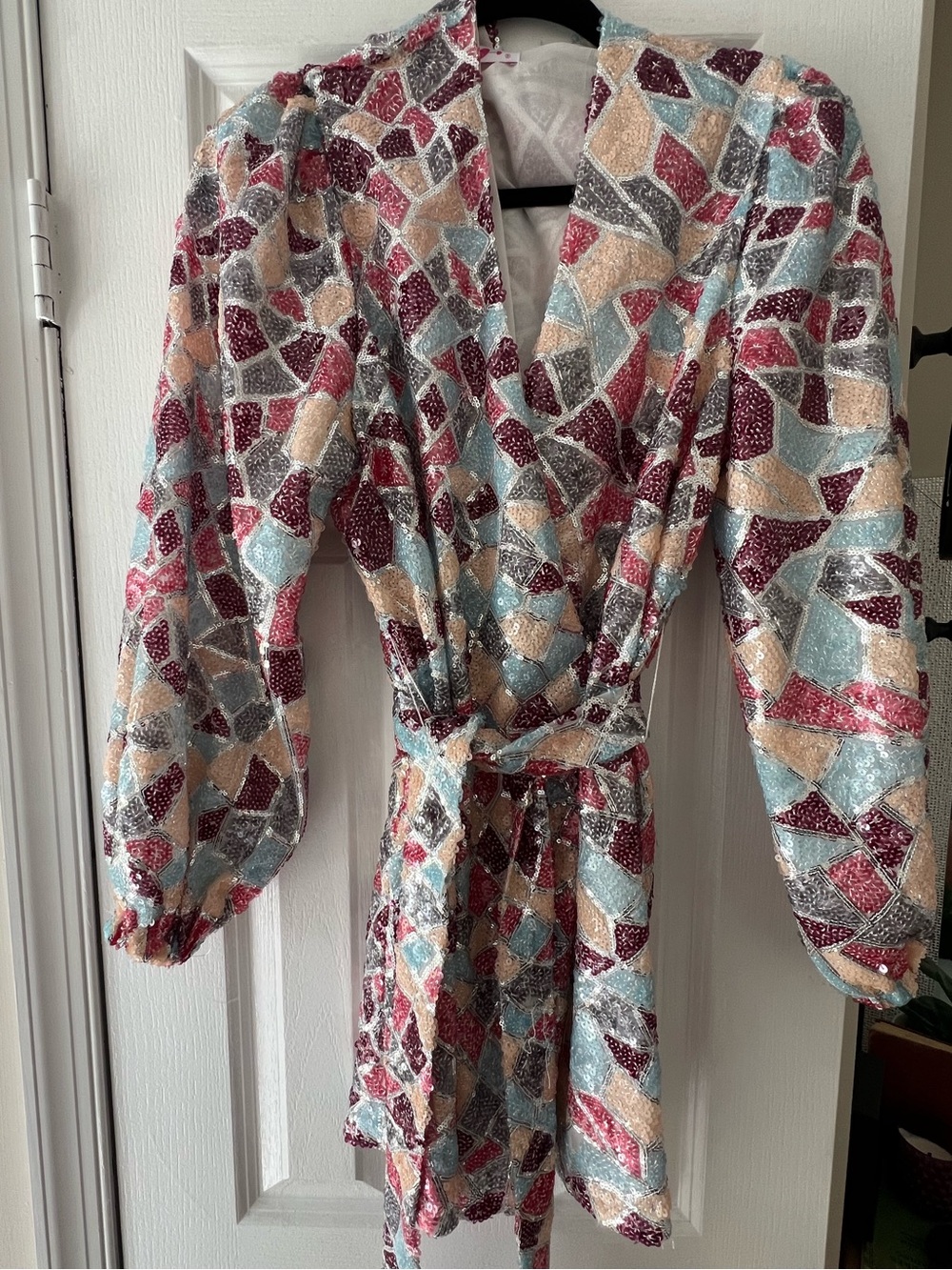Sequin Mosaic Wrap Jacket in Multi-Color